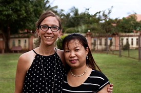 Rapha House’s operations are led by Cambodia director Hannah Burkle and education director Sour Channy. The girls in their care attend school, language classes, and job training in fields like sewing, hairstyling, and cooking. 