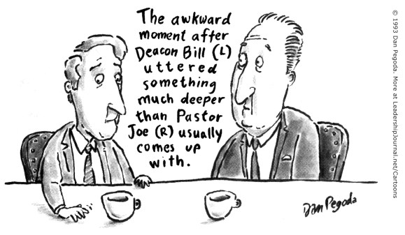 The awkward moment after Deacon Bill (L) uttered something much deeper than Pastor Joe (R) usually comes up with.