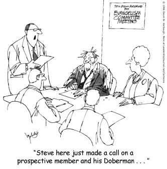 Steve here just made a call on a prospective member and his Doberman...