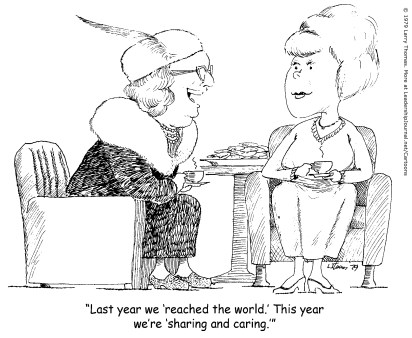 Last year we “reached the world.” This year we're “sharing and caring.”