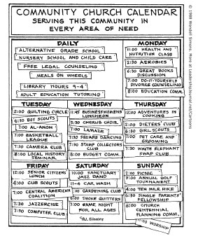 Community church calendar, serving this community in every area of need.