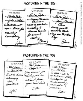 Pastoring in the '50s. Pastoring in the '90s.