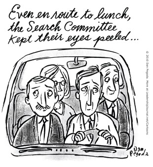 Even en route to lunch, the Search Committee kept their eyes peeled.