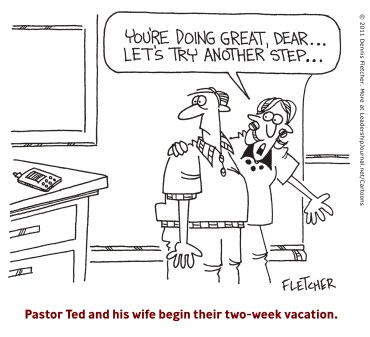 Pastor Ted and his wife begin their two-week vacation.