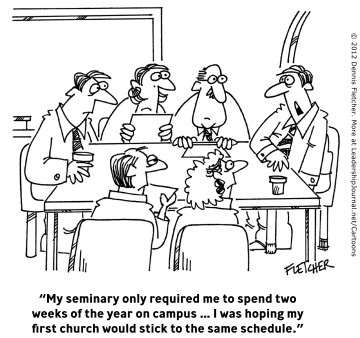 “My seminary only required me to spend two weeks of the year on campus … I was hoping my first church would stick to the same schedule.”