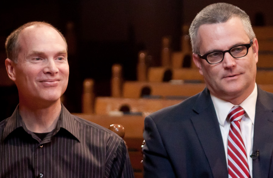 Kevin Palau (left) and Sam Adams discuss their unlikely partnership.