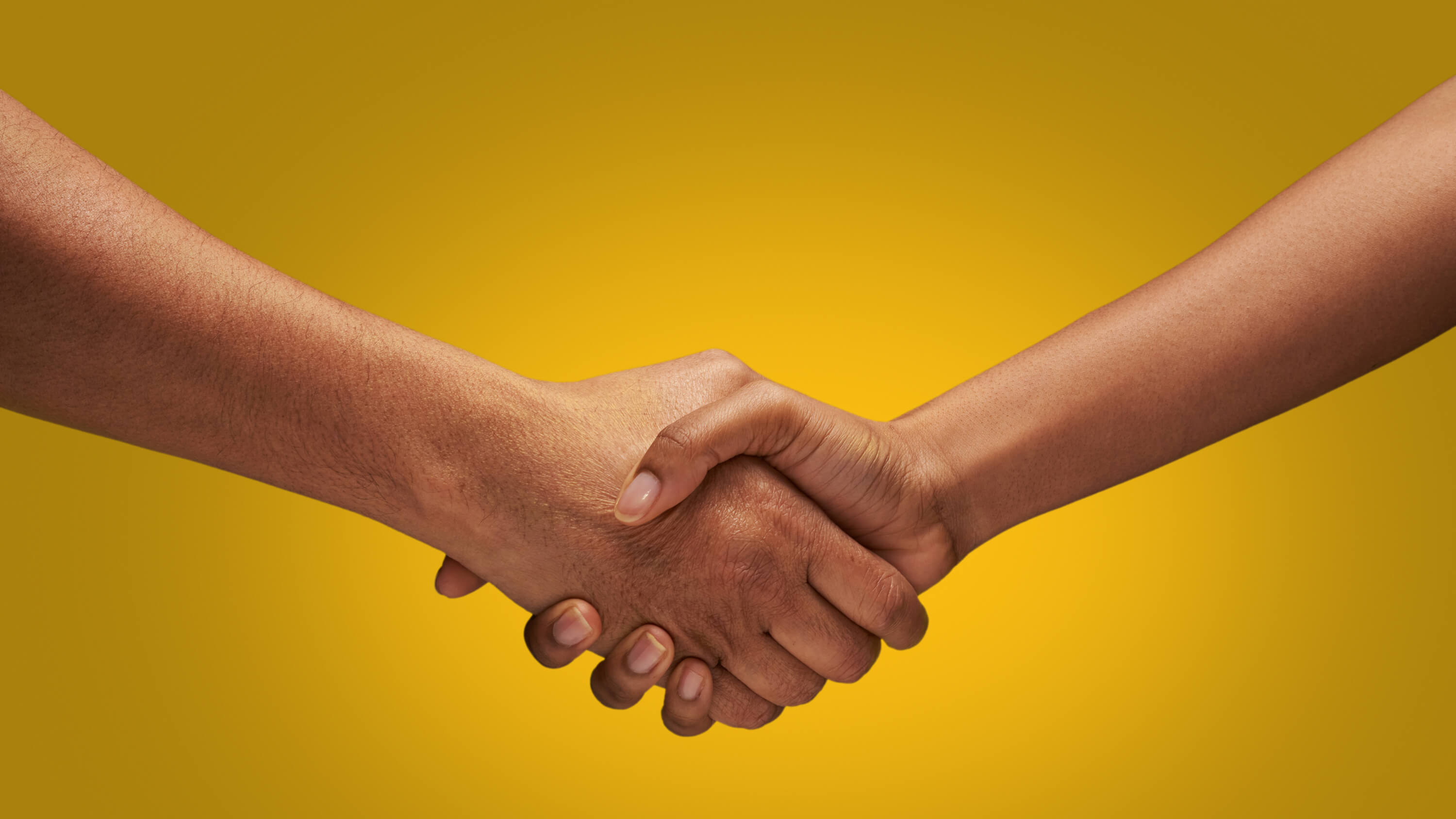 Two hands in a handshake.