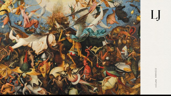 A painting of The Fall of the Rebel Angels by Pieter Bruegel the Elder.