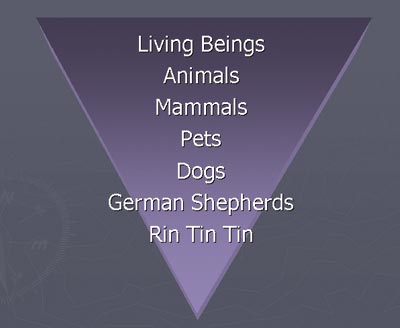 A list of items representing the Pyramid of Abstraction