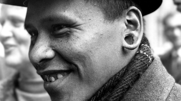 11th November 1966:  Kimo, one of the Auca Indians of Ecuador who killed five visiting missionaries, visits London in the company of Rachel Saint, the sister of one of the victims. Kimo is now a converted Christian, although he still displays the large holes in his earlobes which his tribe believe will keep them faithful to their wives.