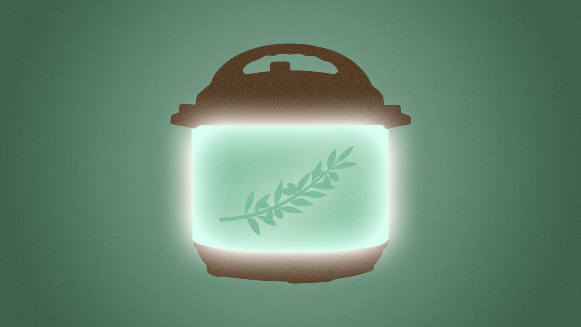 An olive branch in a pressure cooker.