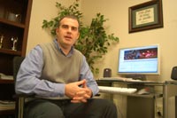 Kendrick, editing 'Giants' at his desk