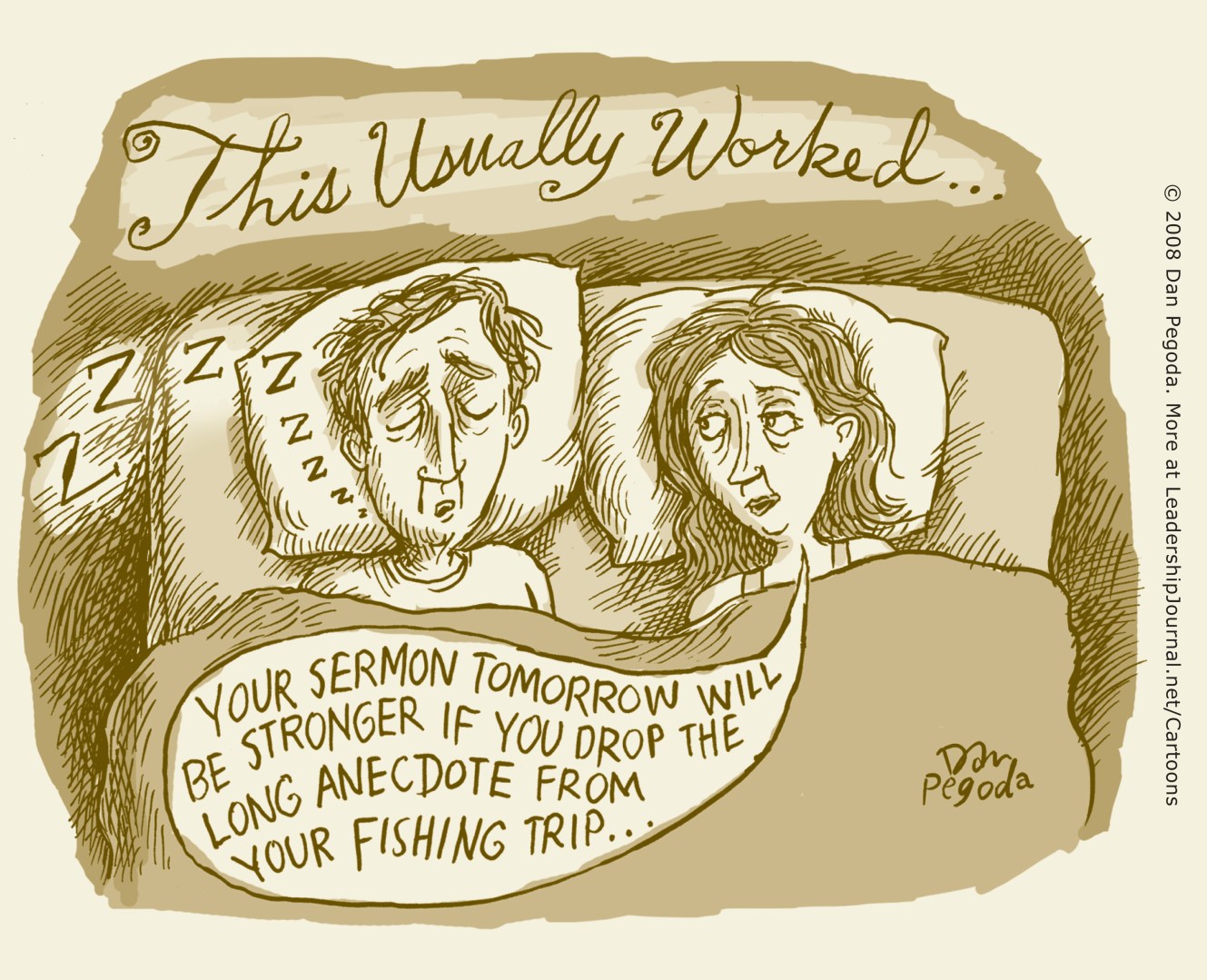 This usually worked: "Your sermon tomorrow will be stronger if you drop the long anecdote from your fishing trip."