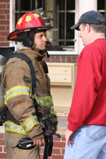 Cameron on the set with director Alex Kendrick