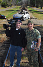 Alex and Stephen on the set