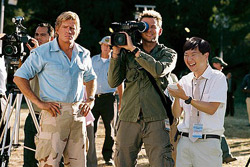 Hartman (Thomas Haden Church), Steve, and Angus (Ken Jeong)