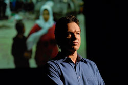 In a scene from his stage play