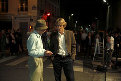 Director Woody Allen on the set with Wilson