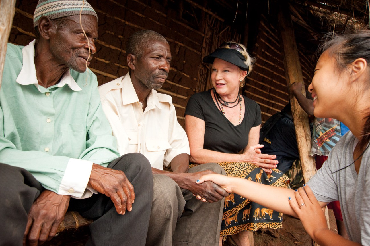 Baker introduces part of the outreach support staff to village elders. YWAM and other organizations regularly send short term missionaries to Iris in Mozambique.