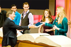 Foxworthy interacts with contestants on the show