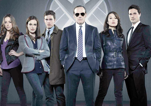 Ming-Na Wen, Clark Gregg, Iain De Caestecker, Brett Dalton, Chloe Bennet and Elizabeth Henstridge in 'Agents of S.H.I.E.L.D.'