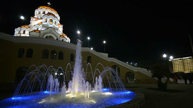 The newly built Russian Orthodox church near Sochi's Olympic Park.