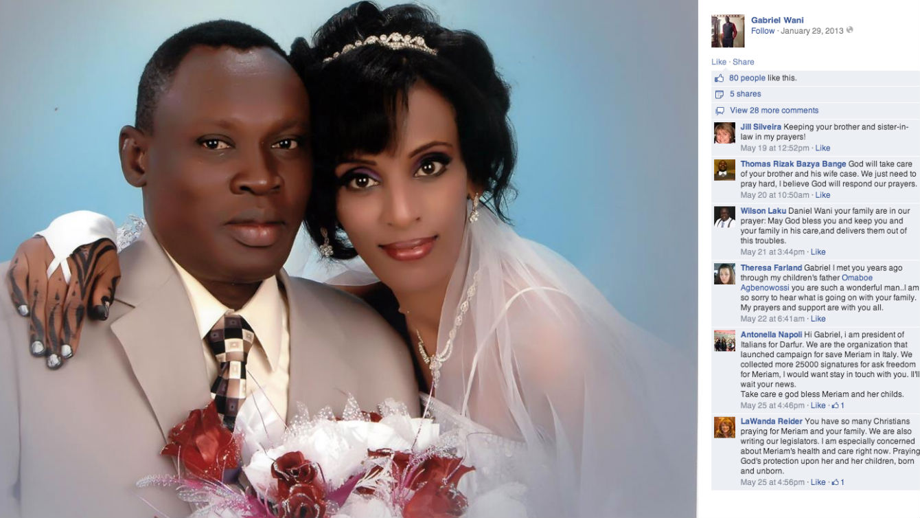 Wedding photo of Meriam Ibrahim and Daniel Wani.
