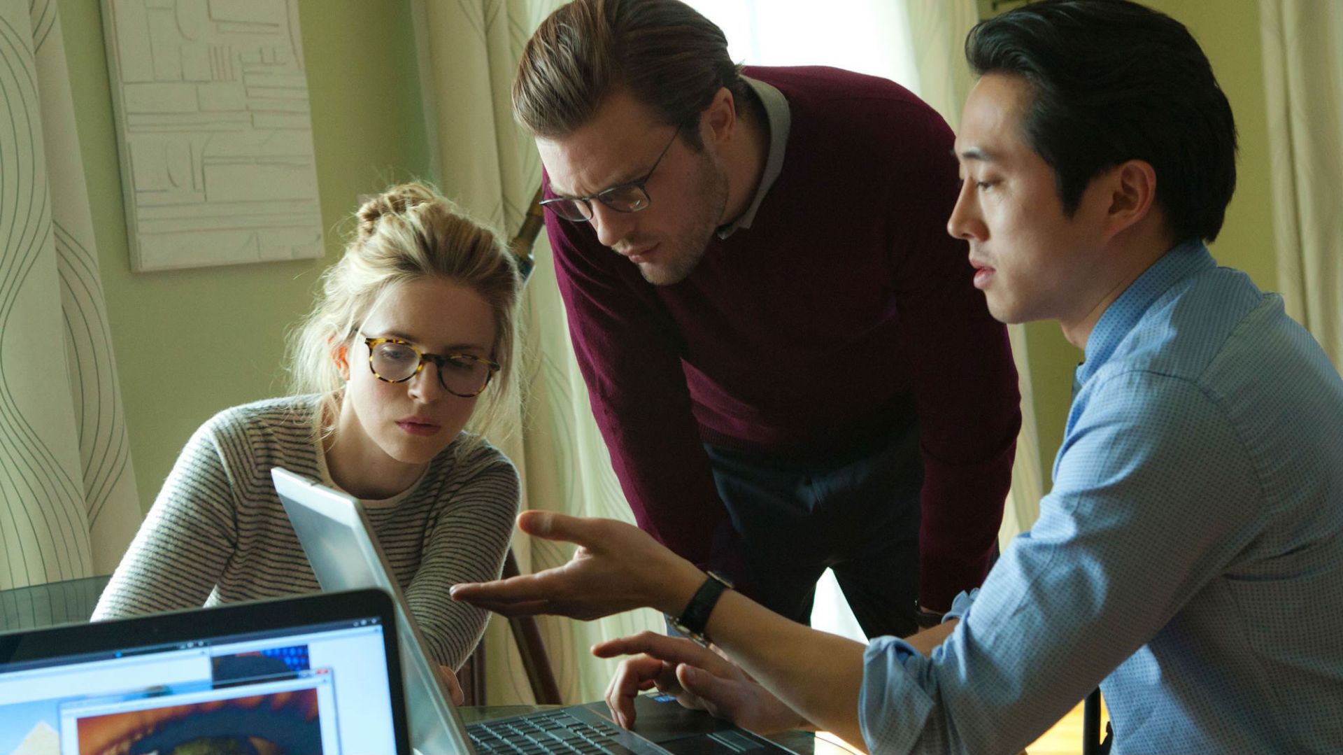 Michael Pitt, Brit Marling, and Steven Yeun in 'I Origins'