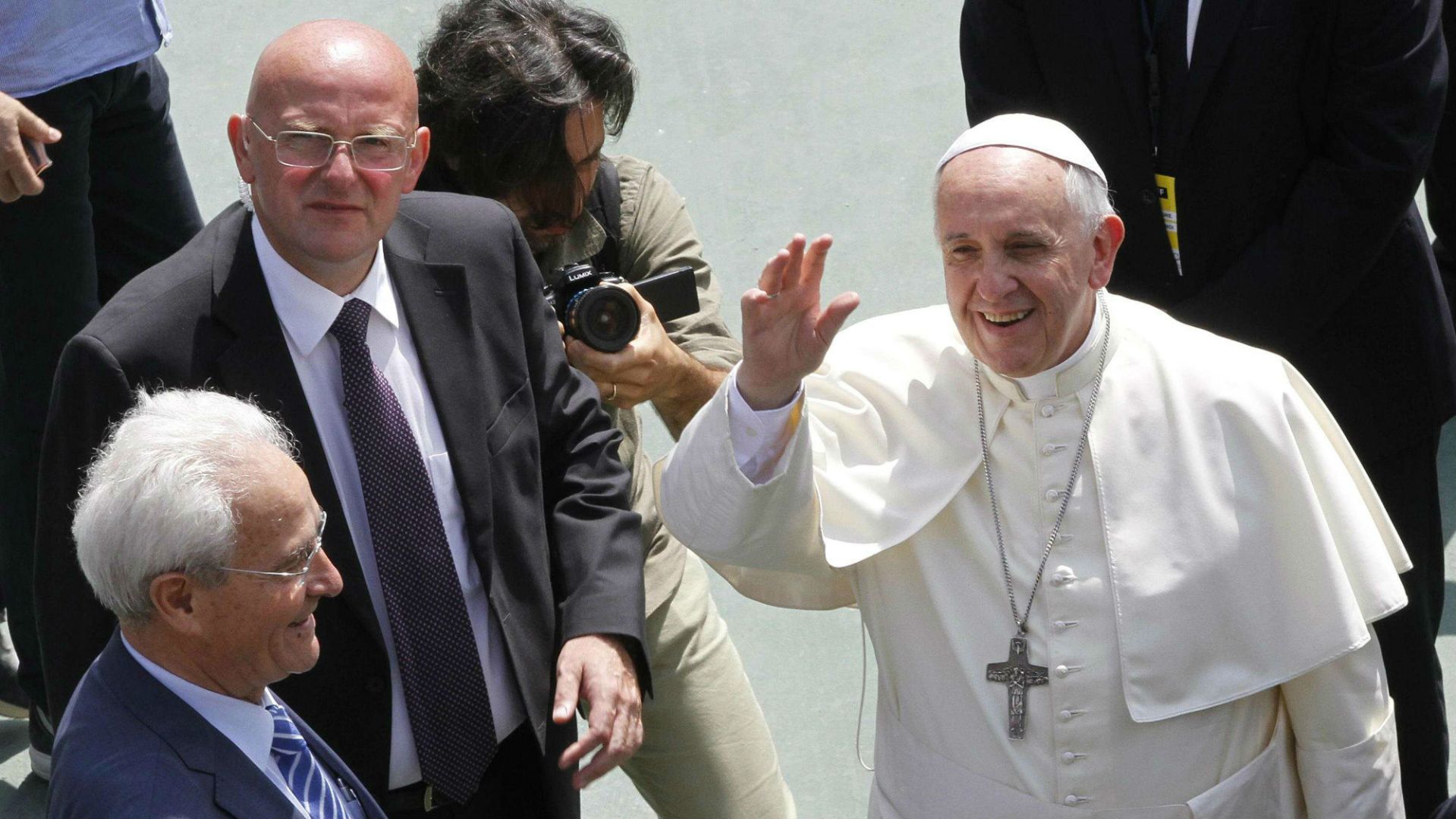 Pope Francis arrives in Caserta, Italy, to meet with Pentecostals.