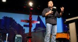 Pastor Mark Driscoll preaches during an evening service on Sunday Feb. 11, 2007 at Mars Mars Hill Church.