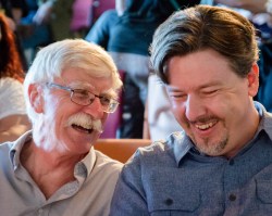 Reinsma and Overstreet at the 2014 Glen Workshop, an arts conference hosted by Image. Next summer, Reinsma will lead hikers into a Pecos Wilderness adventure.