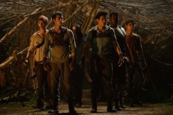 Thomas Brodie-Sangster, Alexander Flores, Kaya Scodelario, Dylan O'Brien and Ki Hong Lee in 'The Maze Runner'