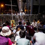 Christians pray during a demonstration outside the government headquarters in Hong Kong.