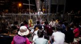 Christians pray during a demonstration outside the government headquarters in Hong Kong.