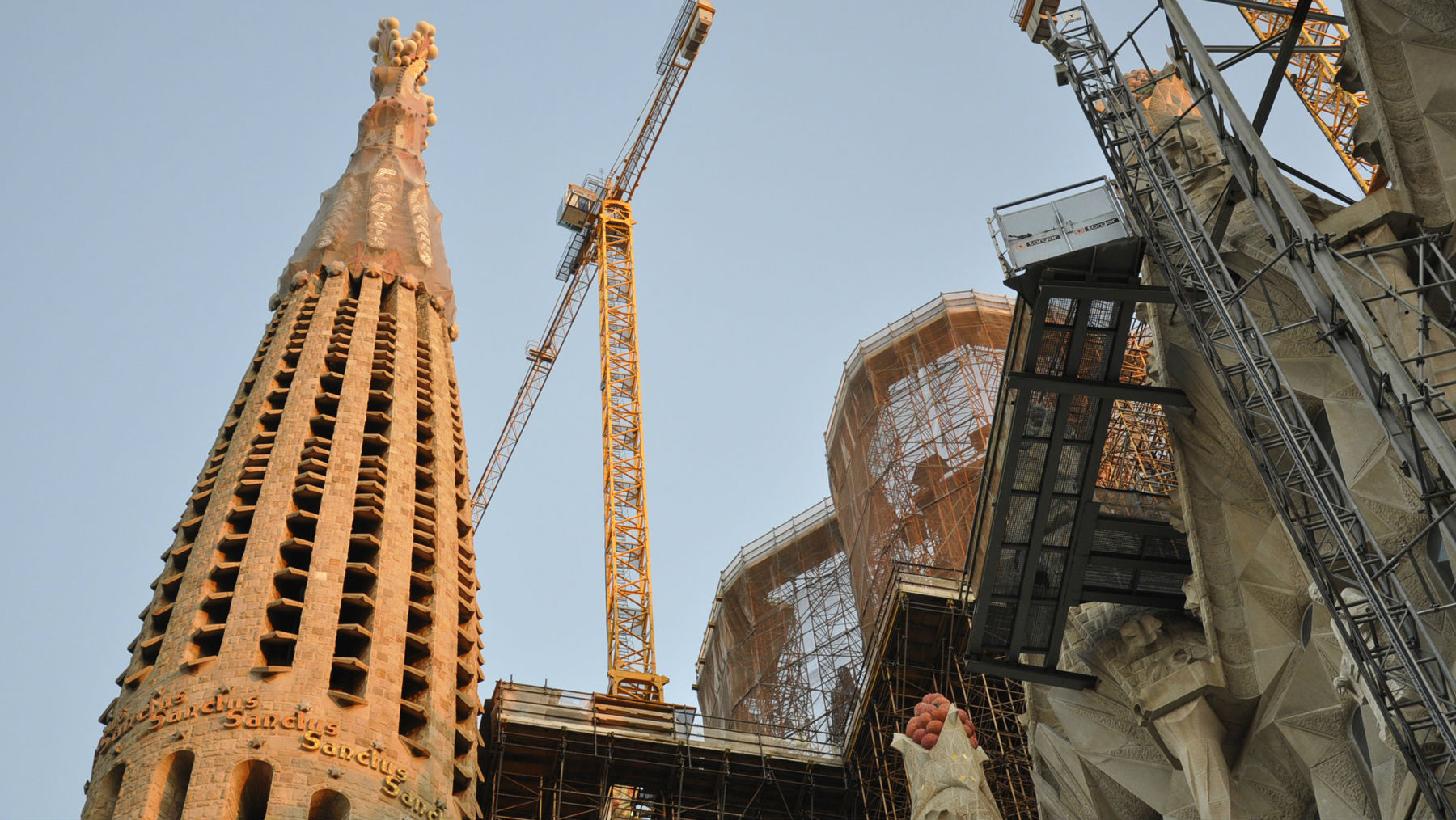 Work continues on the exterior of La Sagrada Familia, the Barcelona church designed by Antonio Gaudi.