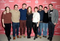 Sam Rockwell, Trevor Groth, Brie Larson, Ron Livingston, Rosemarie DeWitt, Joe Swanberg and Jake Johnson at the 'Digging for Fire' premiere