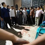 Egyptians gather at a Coptic Christian church in the Waraa neighborhood of Cairo.
