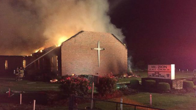 The Mount Zion AME Church has burned down twice, once by an arsonist and once by lightning.