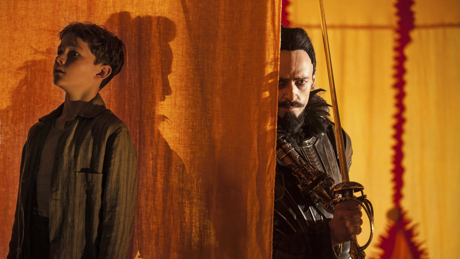 Levi Miller and Hugh Jackman in ‘Pan’