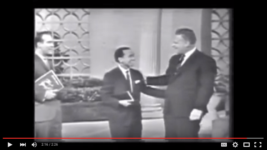 Rochunga Pudaite (center) appears on a This Is Your Life episode honoring Bob Pierce (right).