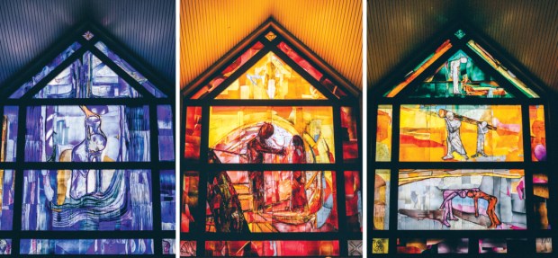 The glass used for all of the windowpanes was blown by hand in France at a factory that is 300 years old.