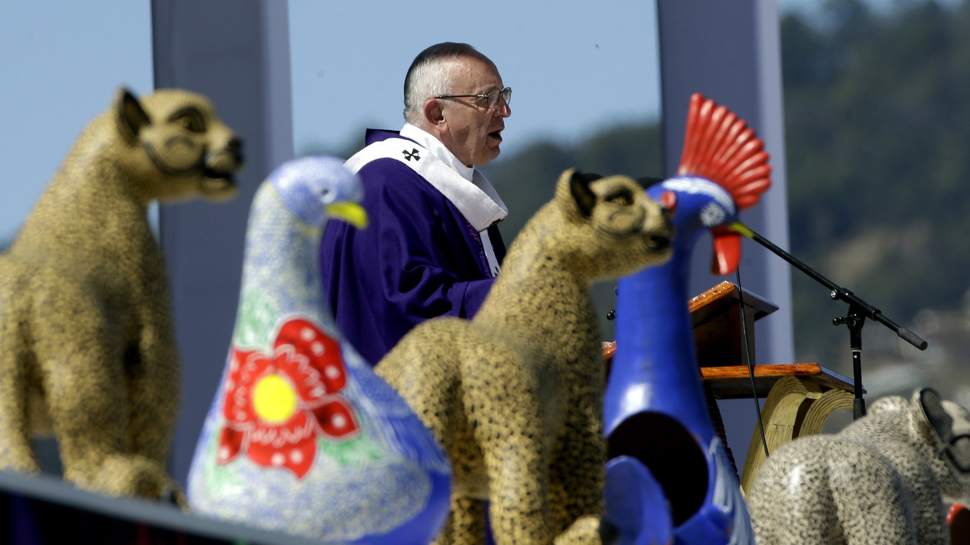 Pope Francis speaks during a Mass in Chiapas.