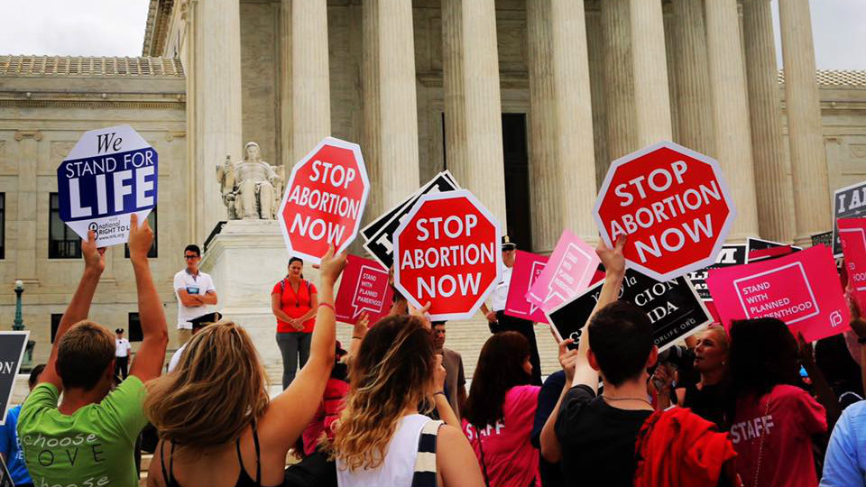 Pro-life proponents outside the Supreme Court last week.