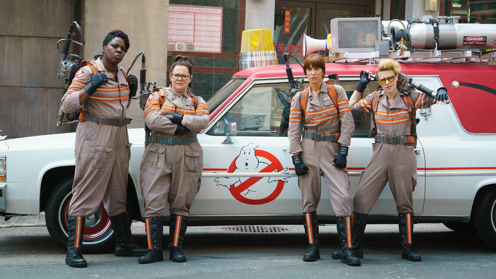 Leslie Jones, Melissa McCarthy, Kristen Wiig, and Kate McKinnon in 'Ghostbusters'