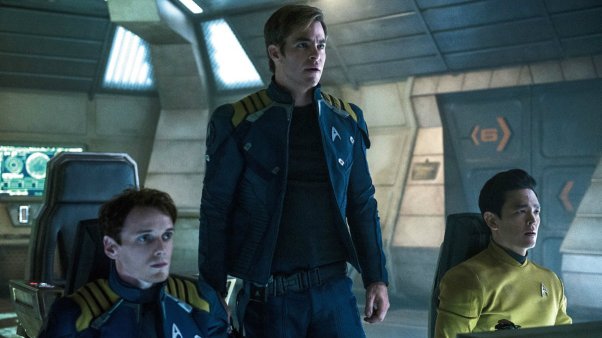 Anton Yelchin, Chris Pine, and John Cho in 'Star Trek Beyond'