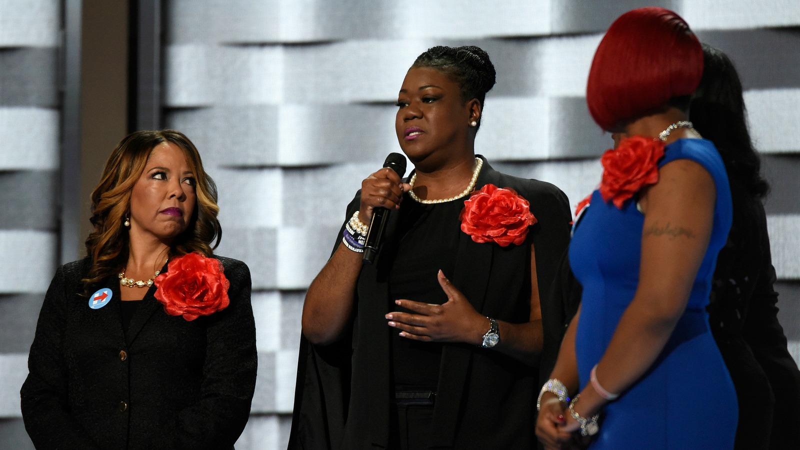 Lucia McBath, mother of Jordan Davis, and Sybrina Fulton, mother of Trayvon Martin, appear alongside the Mothers of the Movement.