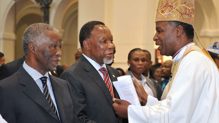 Archbishop of the Anglican Church Thabo Makgoba (right) with former South African presidents Kgalema Motlanthe and Thabo Mbeki in 2013.