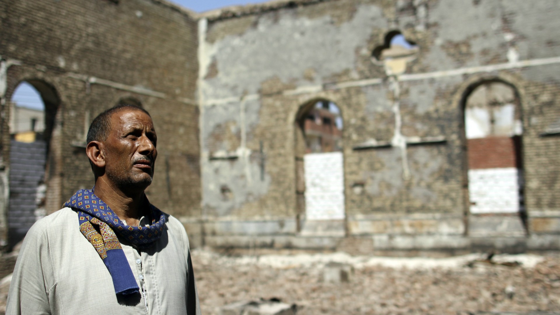 The Evangelical Church of Malawi was looted and burned by Islamists in Malawi, Minya province, Egypt, in 2013.