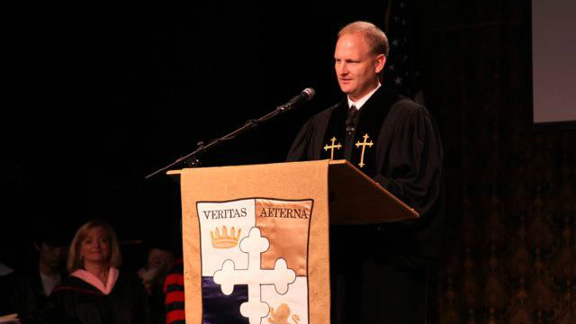Oren Paris III speaks at the Ecclesia College graduation in 2012.