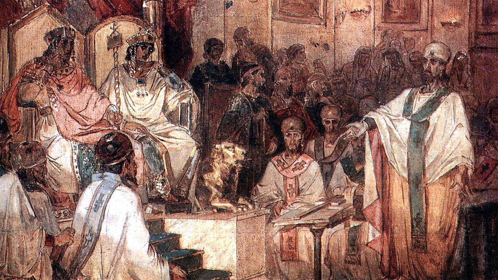 Fourth Ecumenical Council of Chalcedon (1876) painting by Vasily Surikov